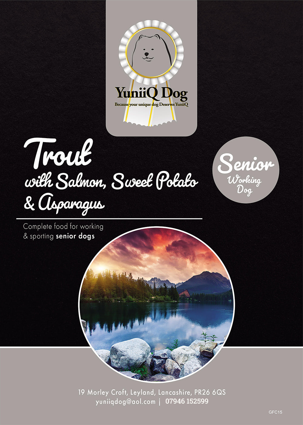 Grain Free Trout, Salmon, Sweet Potato and Asparagus for Senior Working Dogs - 15kg