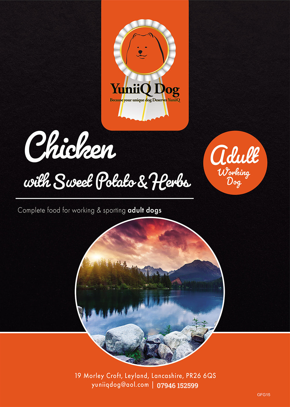 Grain Free Adult Dog Chicken with Sweet Potato & Herbs for Working Dogs - 15kg