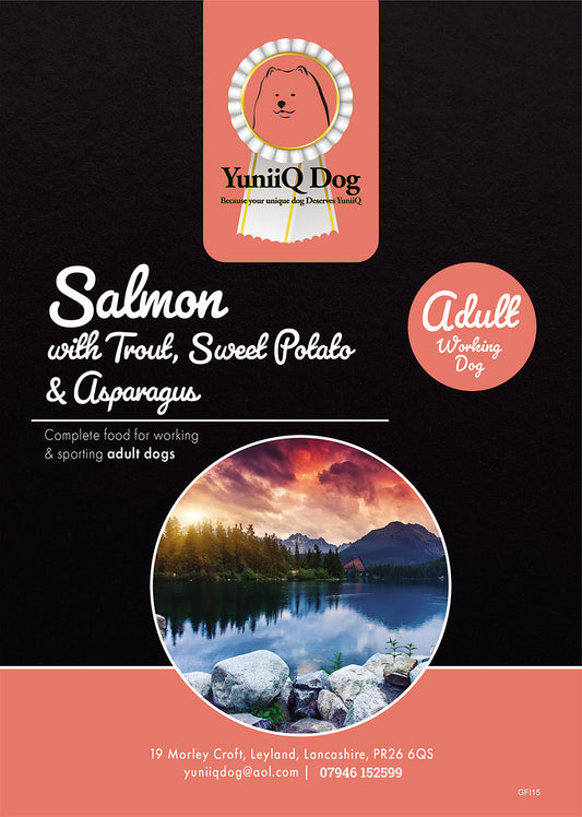 Grain Free Salmon with Trout Sweet Potato & Asparagus 15KG for Adult Working Dogs
