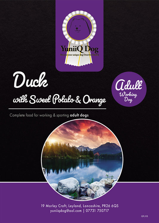GRAIN FREE Adult Duck with Sweet Potato & Orange for Working Dogs - 15kg