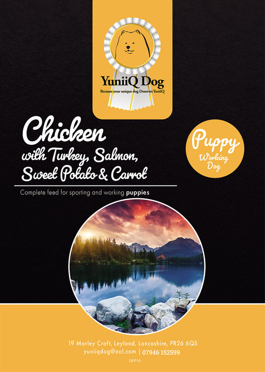 Grain Free Chicken with Turkey, Salmon, Sweet Potato & Carrot Puppy Working Dog - 15kg