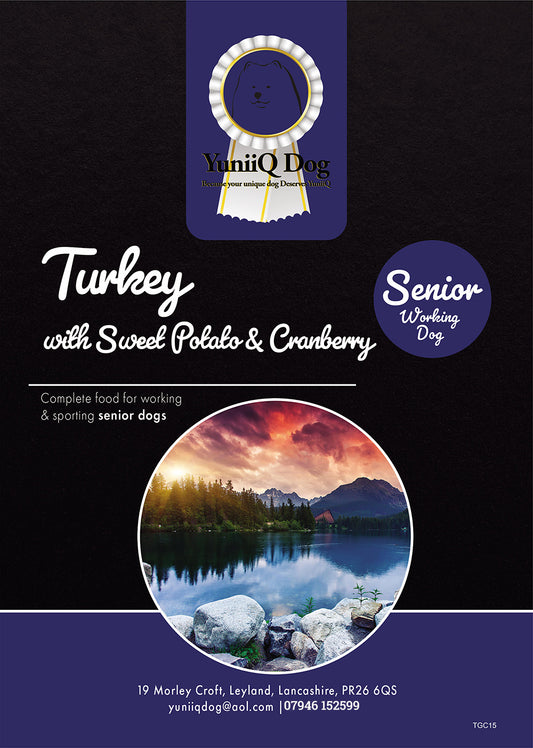 Grain Free Turkey with Sweet Potato & Cranberry for Senior Working Dogs - 15KG